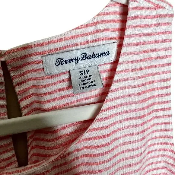 Tommy Bahama Linen Sleeveless fully lined Shift Dress Striped Pink size small - Picture 3 of 9